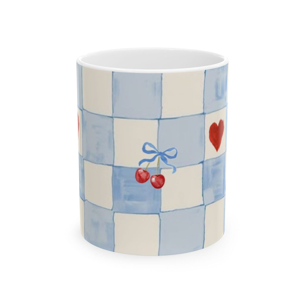 Checkerboard Cherry Ceramic Mug