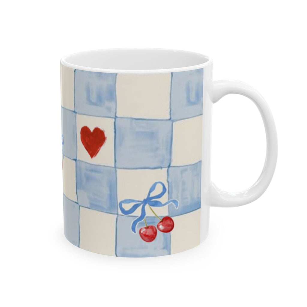 Checkerboard Cherry Ceramic Mug