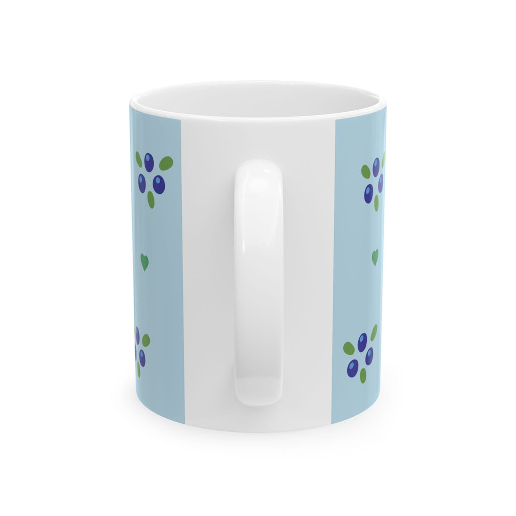 Blueberry & Heart Pattern Ceramic Mug
