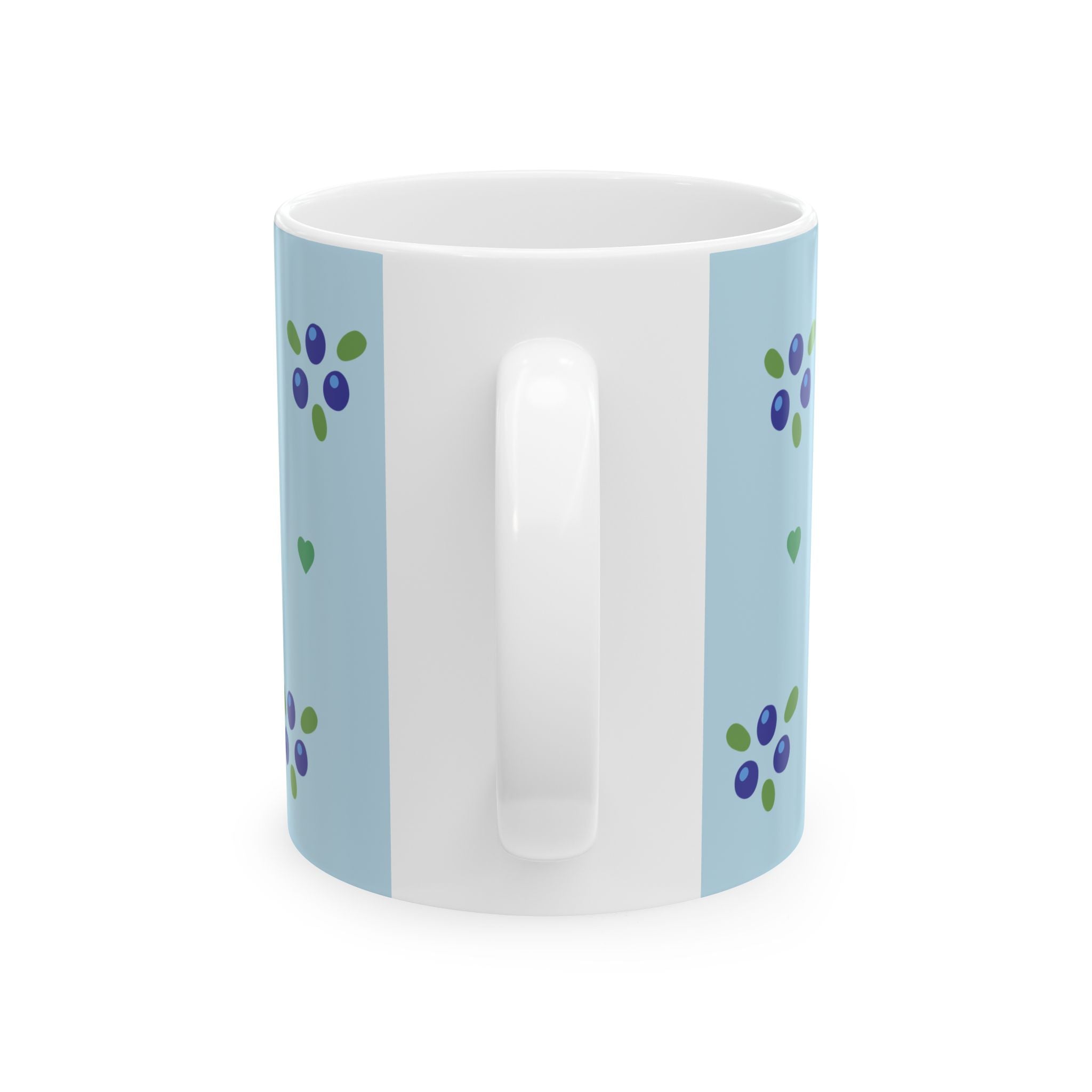 Blueberry & Heart Pattern Ceramic Mug