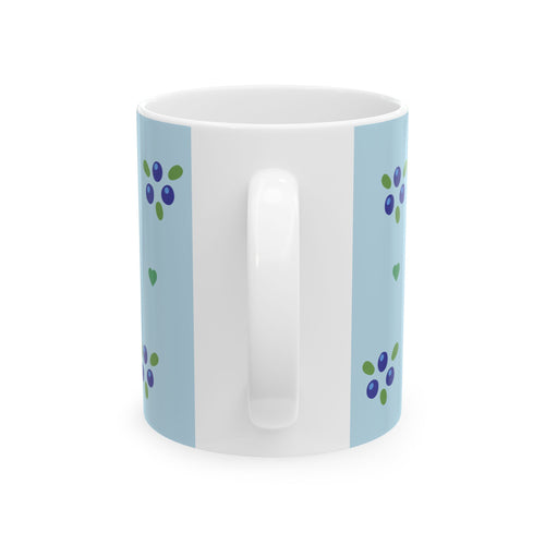 Blueberry & Heart Pattern Ceramic Mug