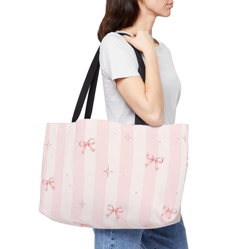 The Pink Striped Bow Tote