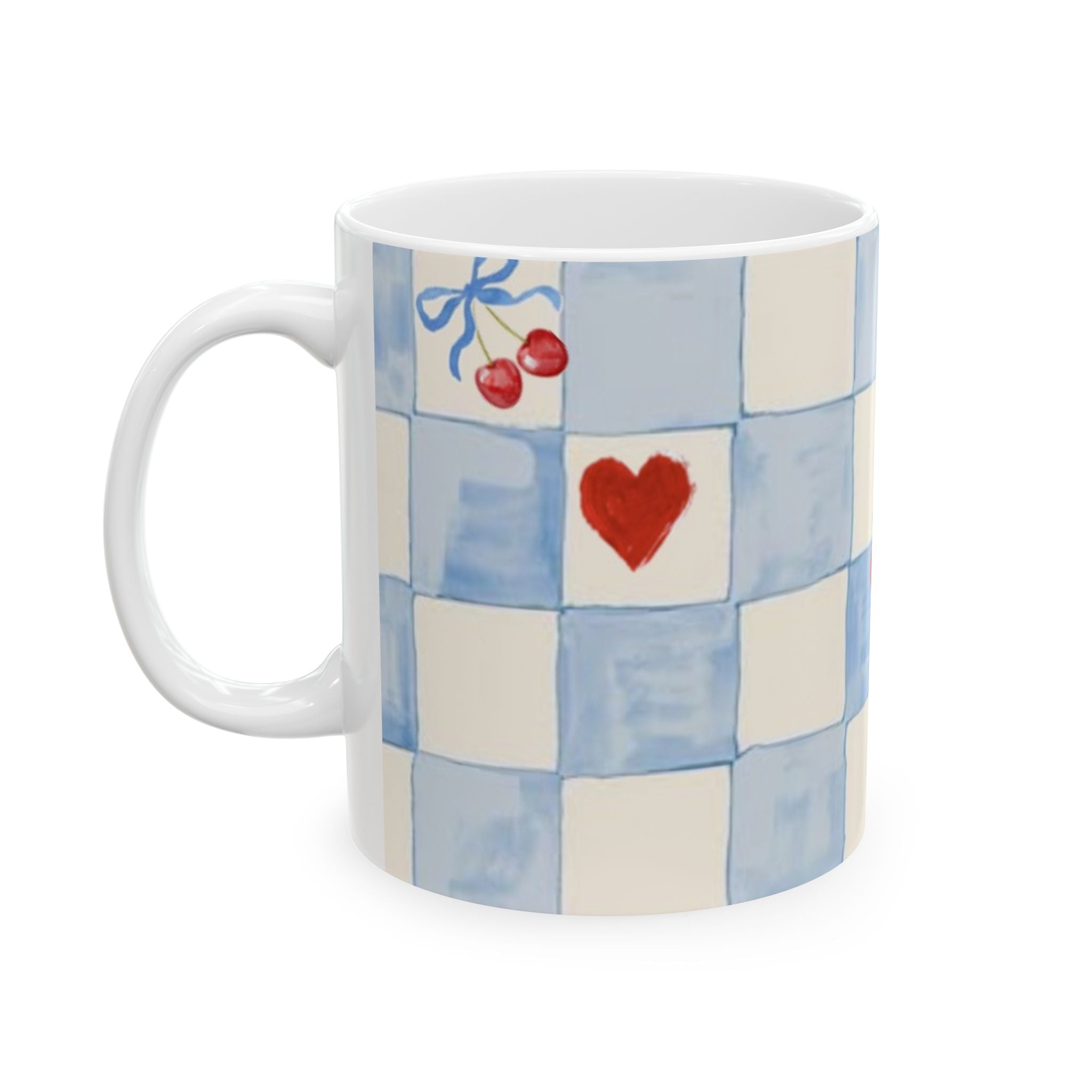 Checkerboard Cherry Ceramic Mug
