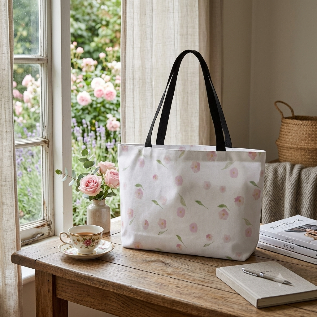 The Soft Pink Floral Tote