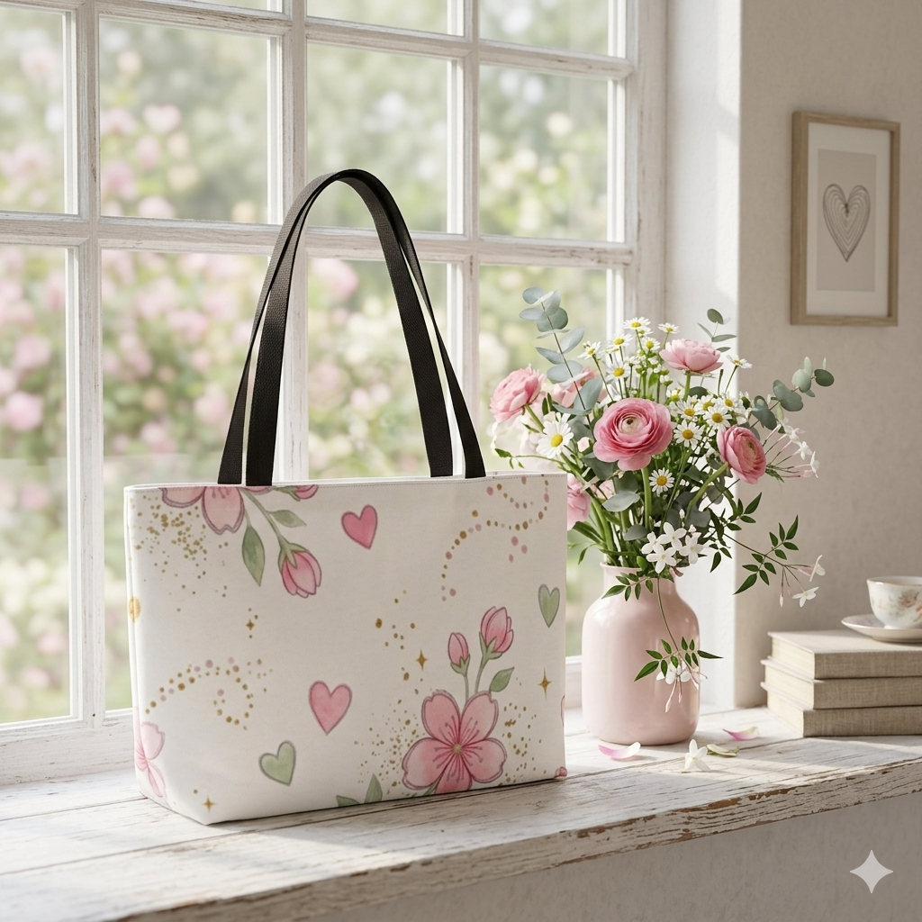 The Pretty Floral Hearts Tote
