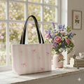 The Pink Striped Bow Tote
