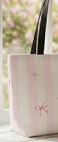 The Pink Striped Bow Tote