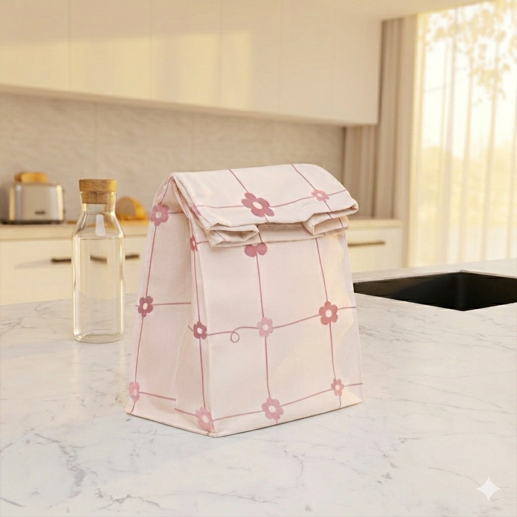 The Pink Grid Lunch Bag