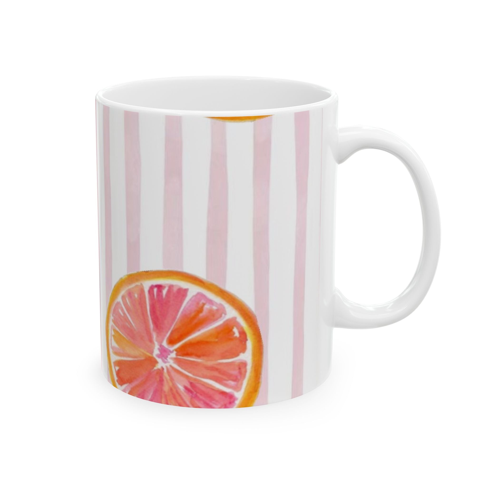 Pink Citrus Stripes Ceramic Mug
