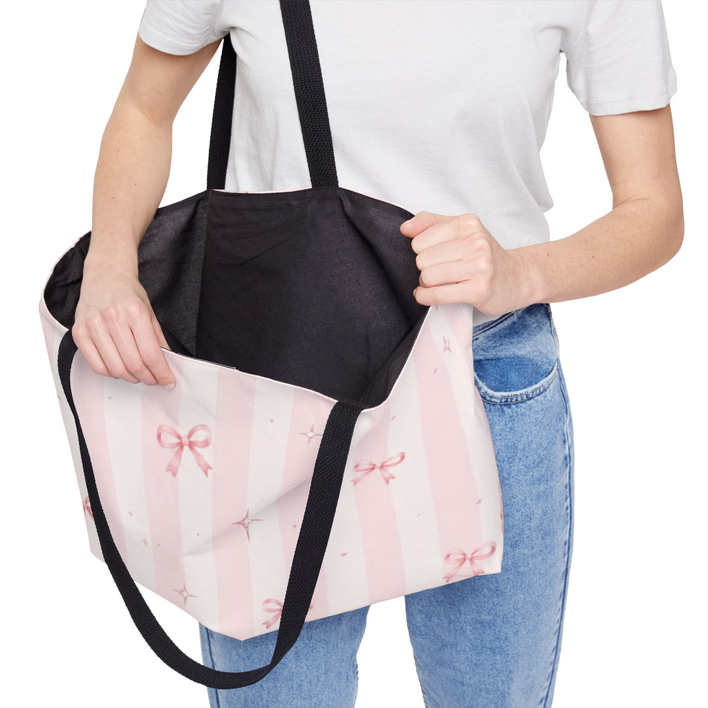 The Pink Striped Bow Tote