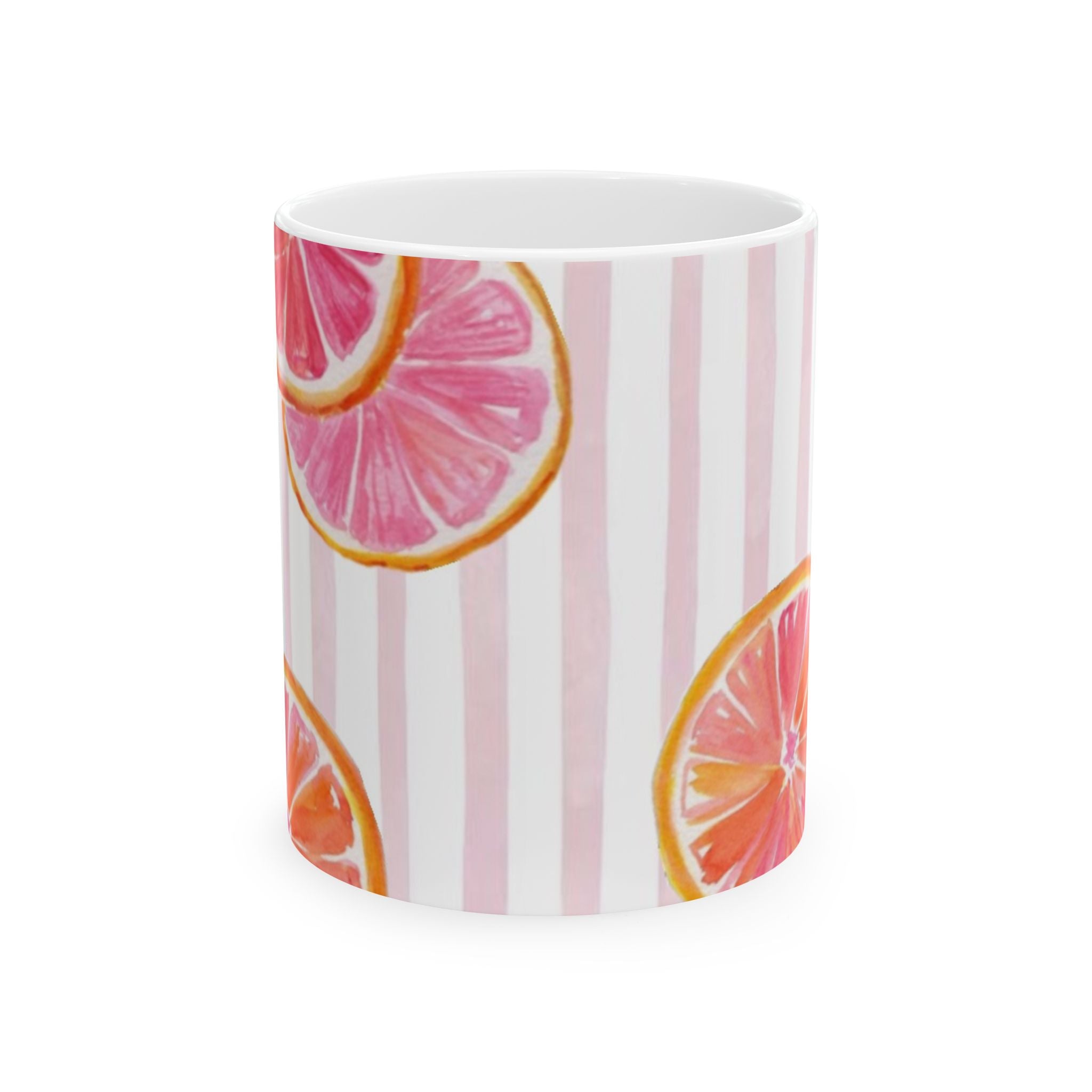 Pink Citrus Stripes Ceramic Mug