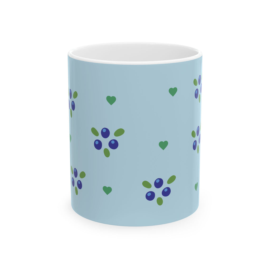 Blueberry & Heart Pattern Ceramic Mug