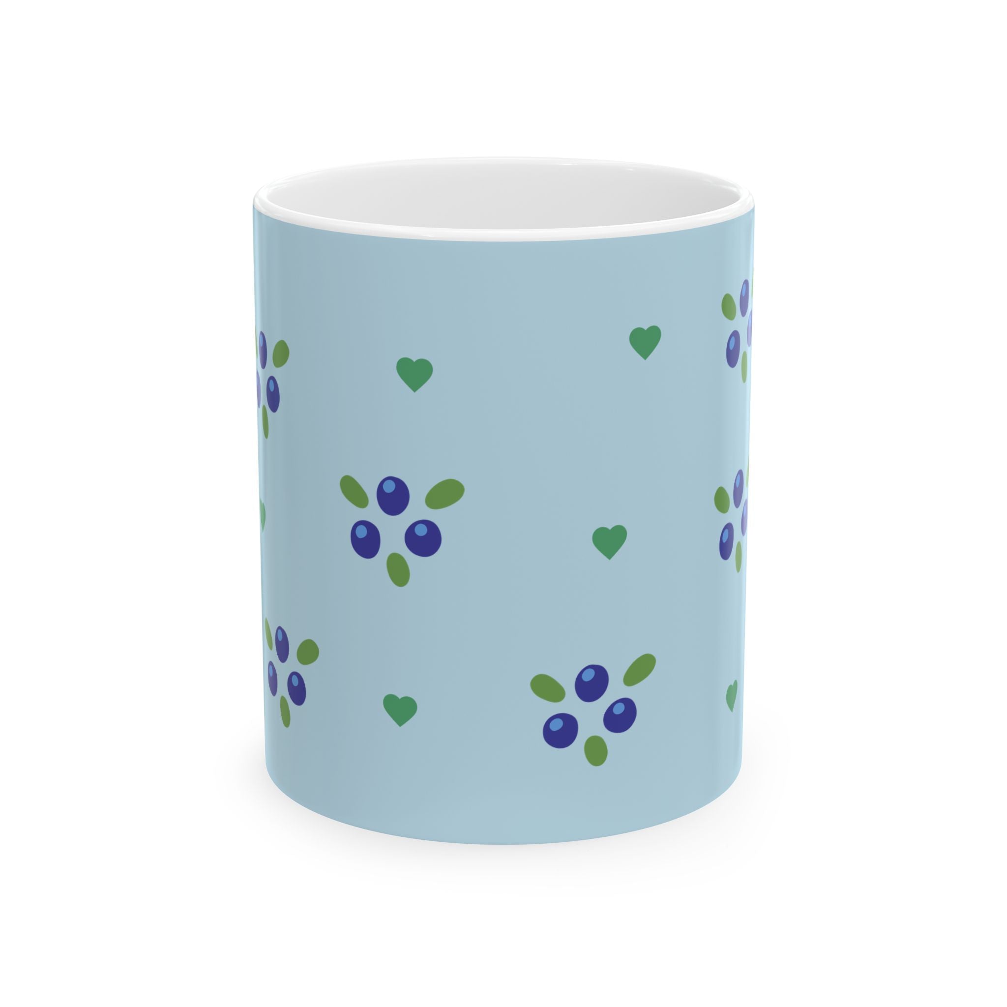 Blueberry & Heart Pattern Ceramic Mug